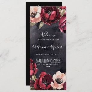 DARK AESTHETIC FLORAL RED & BLACK WEDDING PROGRAM PROGRAMME