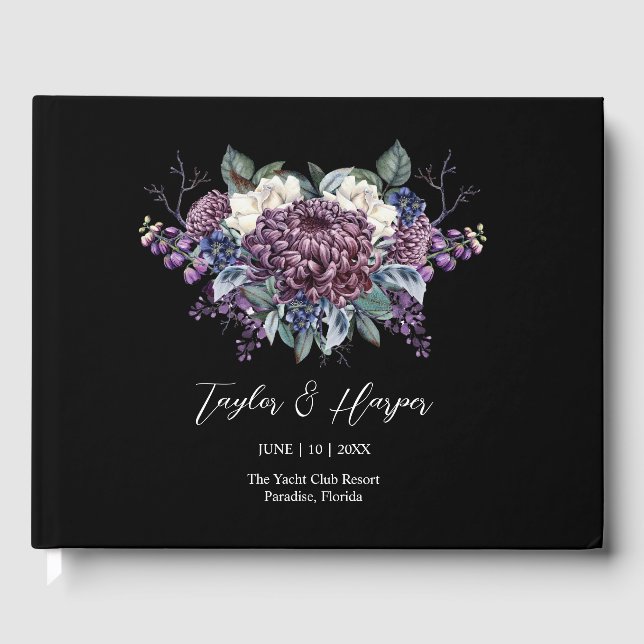 Dark Aesthetic Goth Wedding Bouquet Guest Book (Front)