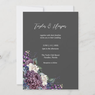 Dark Aesthetic Goth Wedding Bouquet Invitation