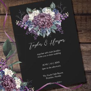 Dark Aesthetic Goth Wedding Bouquet Invitation