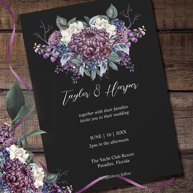 Dark Aesthetic Goth Wedding Bouquet Invitation (Creator Uploaded)