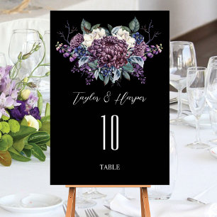 Dark Aesthetic Goth Wedding Bouquet Table Number