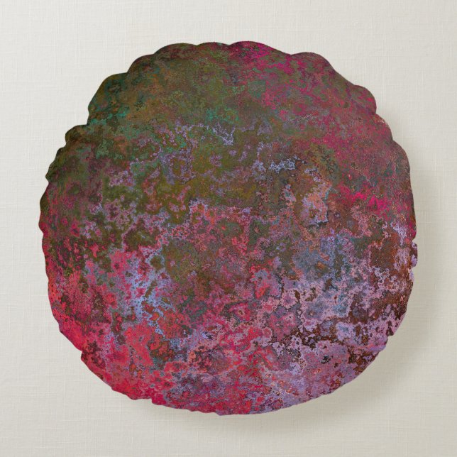 Dark Alcohol Ink Abstract Round Cushion (Front)