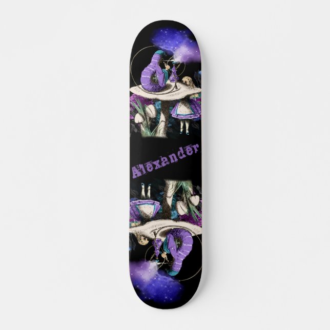 Dark Alice and the Caterpillar Smoking on Mushroom Skateboard (Front)