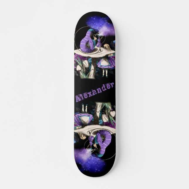 Dark Alice and the Caterpillar Smoking on Mushroom Skateboard (Front)