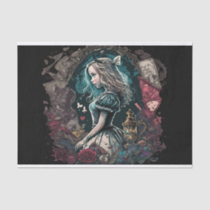 Dark Alice in wonderland vintage decoupage college Tissue Paper