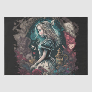 Dark Alice in wonderland vintage decoupage college Tissue Paper