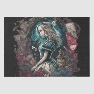 Dark Alice in wonderland vintage decoupage college Tissue Paper