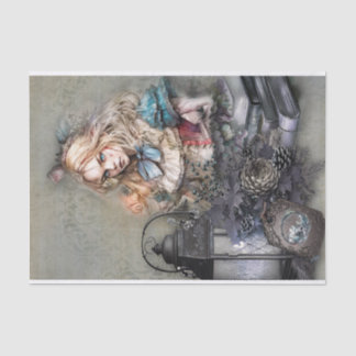 Dark Alice with Books Decoupage Paper