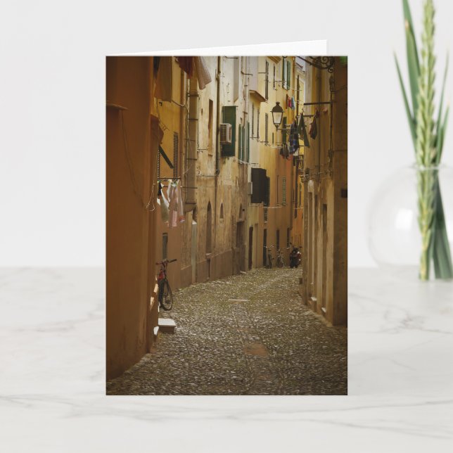 Dark alley in Naples, Italy greeting card (Front)