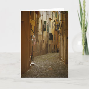 Dark alley in Naples, Italy greeting card