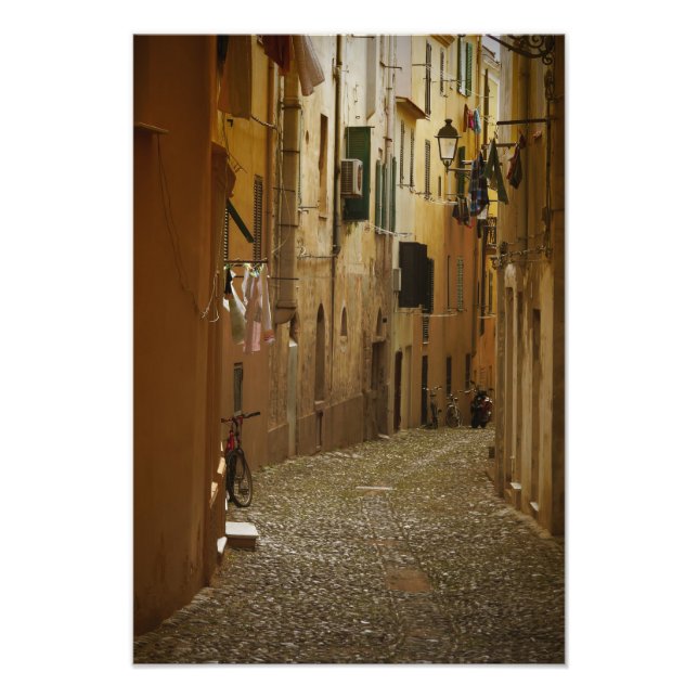 Dark alley in Naples, Italy Photo Print (Front)