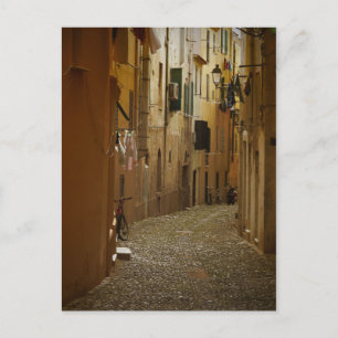 Dark alley in Naples, Italy postcard