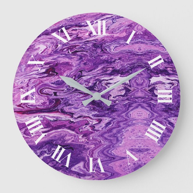Dark Amethyst Marble Melt Large Clock (Front)