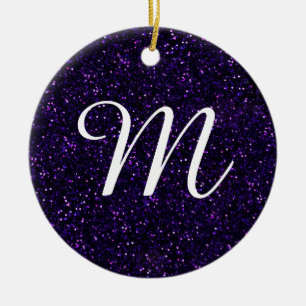 Dark Amethyst Purple Glitter Ceramic Tree Decoration