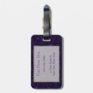 Dark Amethyst Purple Glitter Luggage Tag