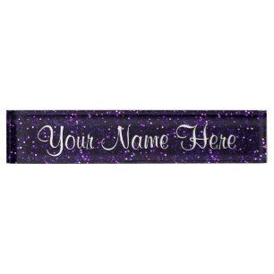 Dark Amethyst Purple Glitter Nameplate