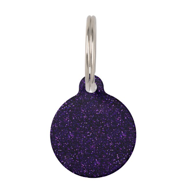 Dark Amethyst Purple Glitter Pet Tag (Front)