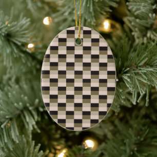 Dark and Beige Shades Color Blocks Ceramic Tree Decoration