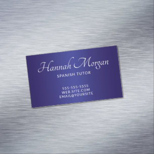 Dark and Deep Blue Ombre Elegant Script Magnetic Business Card