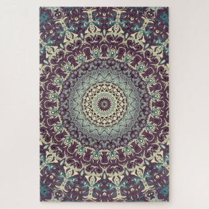 Dark and Funky Kaleidoscopic Medallion Pattern Jigsaw Puzzle