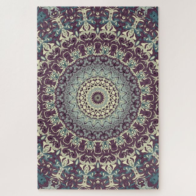 Dark and Funky Kaleidoscopic Medallion Pattern Jigsaw Puzzle (Vertical)
