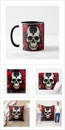 Dark and Gothic Skull and Roses Murial