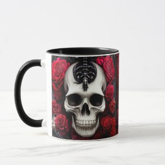 Dark and Gothic Skull and Roses Murial