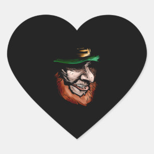Dark And Grim Leprechaun s Head On St Patrick s Heart Sticker