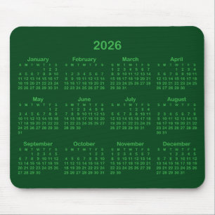 Dark and Kelly Green 2026 Calendar Mouse Mat