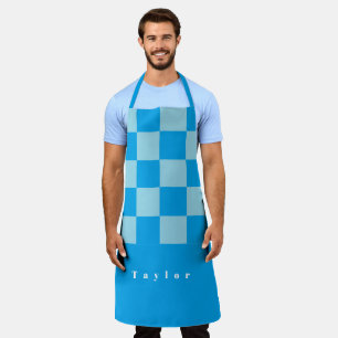 Dark and light blue square blocks pattern apron