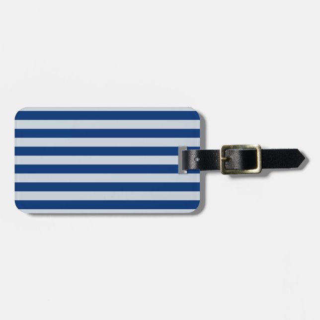 Dark and Light Blue Stripes Luggage Tag (Front Horizontal)