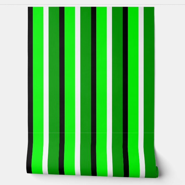 Dark and Light Green Stripes Pattern Wallpaper (Unrolling)