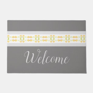 Dark and Light Grey With Yellow Pattern Accent Doormat
