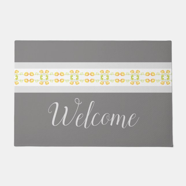 Dark and Light Grey With Yellow Pattern Accent Doormat (Front)