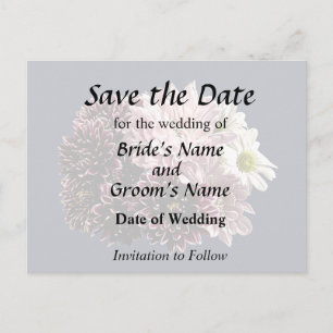 Dark and Light Mums and Daisies Announcement Postcard