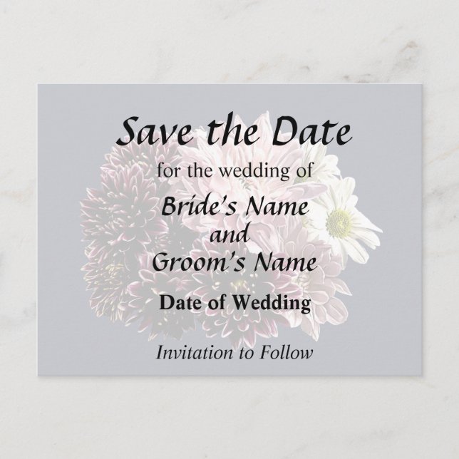 Dark and Light Mums and Daisies Announcement Postcard (Front)