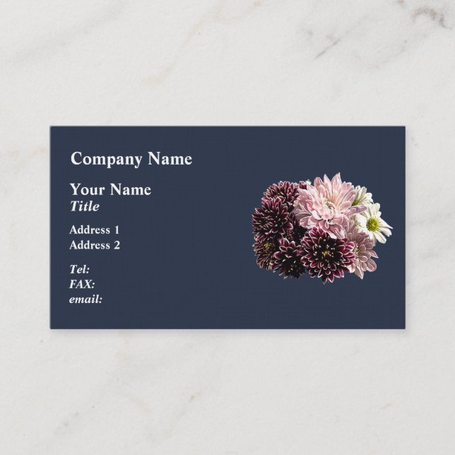 Dark and Light Mums and Daisies Business Card (Front)