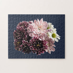 Dark and Light Mums and Daisies Jigsaw Puzzle