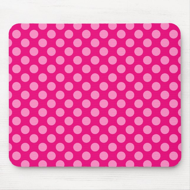 Dark and Light Pink Polka Dots Mouse Mat (Front)