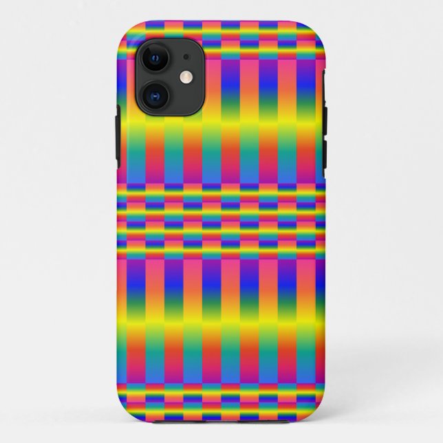 Dark and Light Rainbows (Checkers and Stripes) Case-Mate iPhone Case (Back)