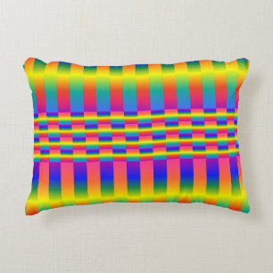 Dark and Light Rainbows (Checkers and Stripes) Decorative Cushion