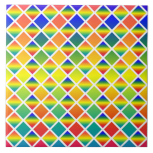 Dark and LIght Rainbows (Diamond Checkered) Tile