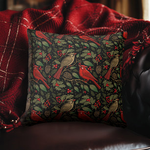 Dark and Moody Christmas Cardinals Cushion
