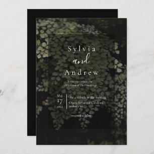 Dark and Moody Ferns Modern Wedding Invite