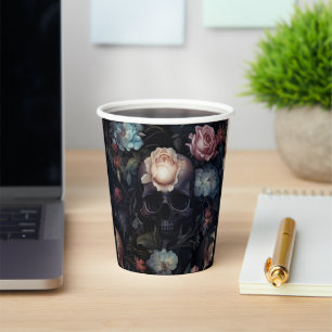 Dark and Moody Floral Gothic Bridal Shower Paper Cups