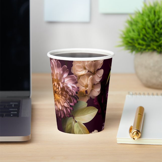 Dark and Moody Floral Gothic Bridal Shower  Paper Cups (Insitu)