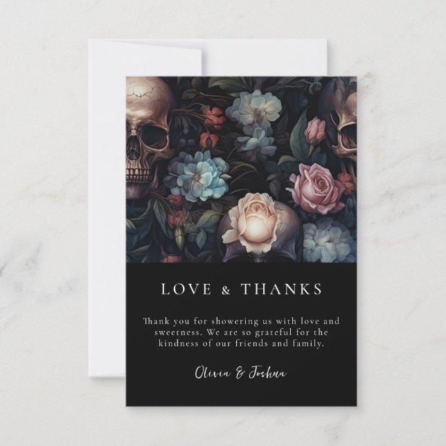 Dark and Moody Floral Gothic Bridal Shower  Thank You Card (Front)
