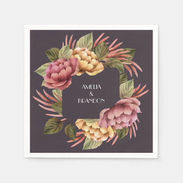 Dark and Moody Floral Napkin (Front)