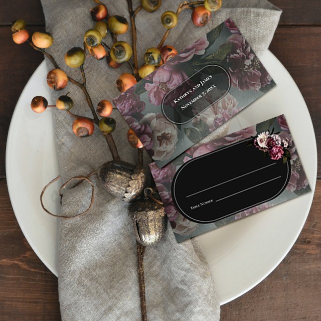 Dark and Moody Floral Place Card (Creator Uploaded)